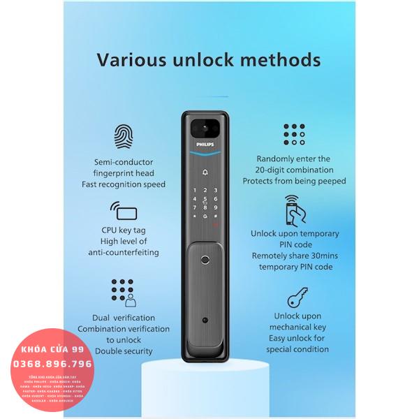 Khóa cửa thông minh vân tay cao cấp Philips Alpha-VP-5HWS camera tích hợp chuông cửa