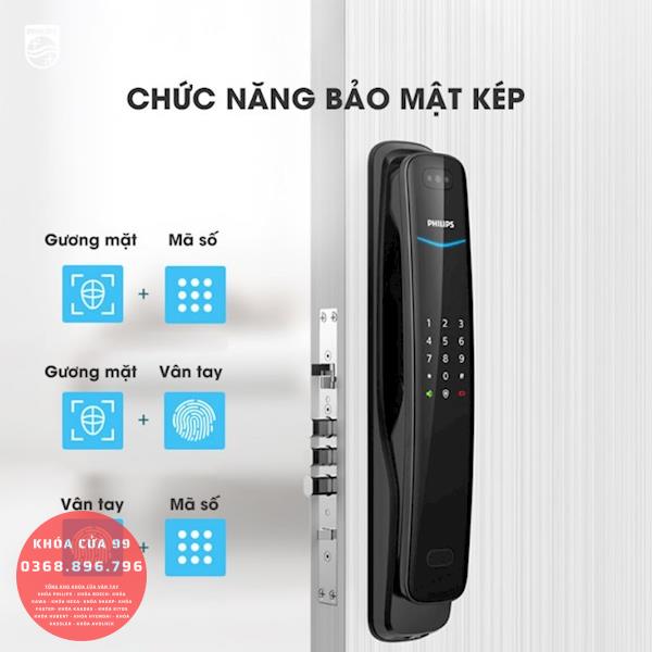 Khóa cửa thông minh vân tay cao cấp Philips DDL702-8HWS- mở bằng Face 3D