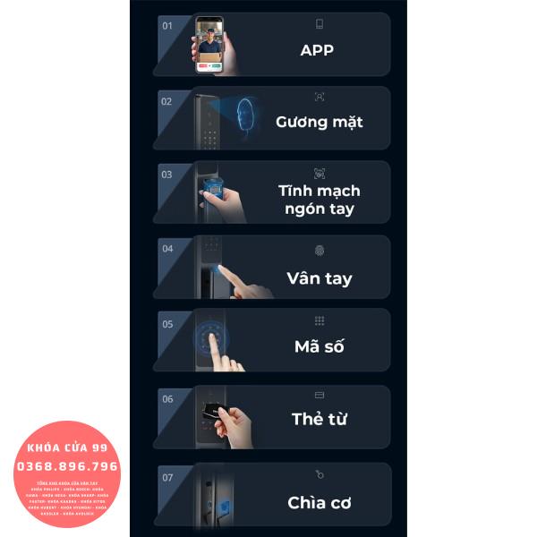 Khóa cửa vân tay Kaadas Q9-FVP tĩnh mạch ngón tay và face id