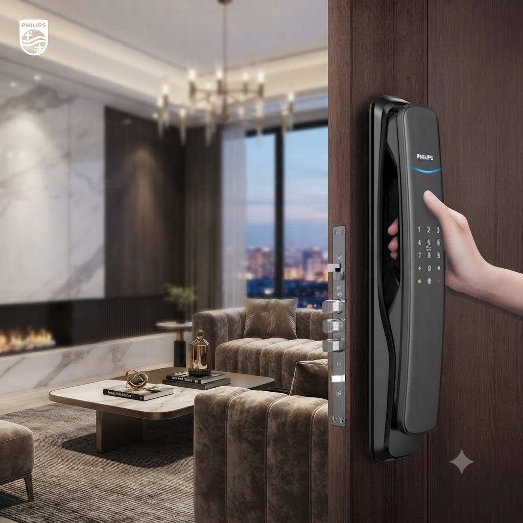 Khóa cửa thông minh vân tay cao cấp Philips DDL702E-5HWS