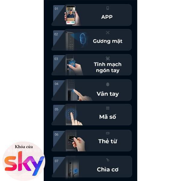 Khóa cửa vân tay Kaadas Q9-FVP tĩnh mạch ngón tay và face id